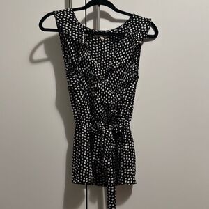 Max studio polka dot blouse size large ruffle tie top